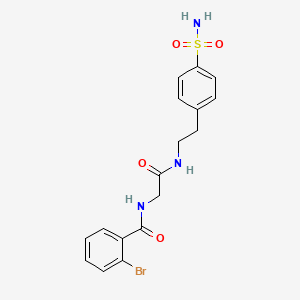 molecular formula C17H18BrN3O4S B7476499 2-bromo-N-[2-oxo-2-[2-(4-sulfamoylphenyl)ethylamino]ethyl]benzamide 