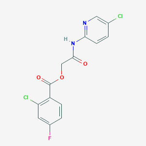 molecular formula C14H9Cl2FN2O3 B7476533 [2-[(5-Chloropyridin-2-yl)amino]-2-oxoethyl] 2-chloro-4-fluorobenzoate 