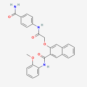 molecular formula C27H23N3O5 B7476537 3-[2-(4-carbamoylanilino)-2-oxoethoxy]-N-(2-methoxyphenyl)naphthalene-2-carboxamide 