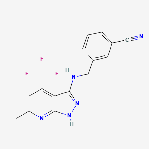 3-[[[6-methyl-4-(trifluoromethyl)-1H-pyrazolo[3,4-b]pyridin-3-yl]amino]methyl]benzonitrile