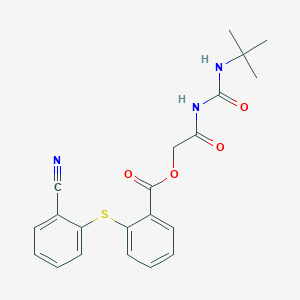 molecular formula C21H21N3O4S B7476555 [2-(Tert-butylcarbamoylamino)-2-oxoethyl] 2-(2-cyanophenyl)sulfanylbenzoate 