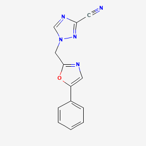 molecular formula C13H9N5O B7476562 1-[(5-Phenyl-1,3-oxazol-2-yl)methyl]-1,2,4-triazole-3-carbonitrile 