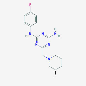 molecular formula C16H21FN6 B7476605 2-N-(4-fluorophenyl)-6-[[(3S)-3-methylpiperidin-1-yl]methyl]-1,3,5-triazine-2,4-diamine 