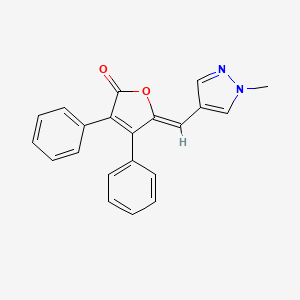 molecular formula C21H16N2O2 B7476615 (5Z)-5-[(1-methylpyrazol-4-yl)methylidene]-3,4-diphenylfuran-2-one 