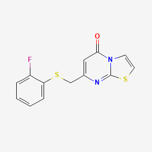 molecular formula C13H9FN2OS2 B7476656 7-[(2-Fluorophenyl)sulfanylmethyl]-[1,3]thiazolo[3,2-a]pyrimidin-5-one 