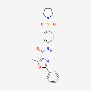 molecular formula C21H21N3O4S B7476667 5-methyl-2-phenyl-N-(4-pyrrolidin-1-ylsulfonylphenyl)-1,3-oxazole-4-carboxamide 