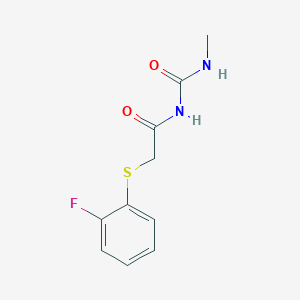 molecular formula C10H11FN2O2S B7476673 2-(2-fluorophenyl)sulfanyl-N-(methylcarbamoyl)acetamide 