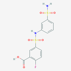 2-Fluoro-5-[(3-sulfamoylphenyl)sulfamoyl]benzoic acid