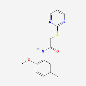 molecular formula C14H15N3O2S B7476694 N-(2-methoxy-5-methylphenyl)-2-pyrimidin-2-ylsulfanylacetamide 