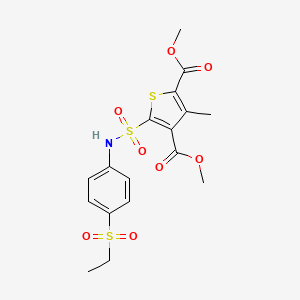 molecular formula C17H19NO8S3 B7476750 Dimethyl 5-[(4-ethylsulfonylphenyl)sulfamoyl]-3-methylthiophene-2,4-dicarboxylate 