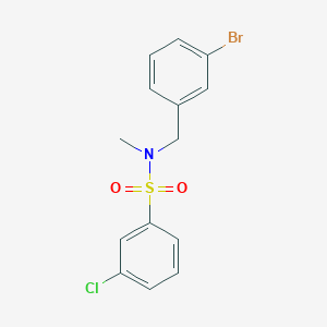 molecular formula C14H13BrClNO2S B7476810 N-[(3-bromophenyl)methyl]-3-chloro-N-methylbenzenesulfonamide 