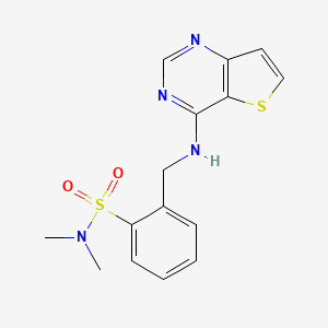 molecular formula C15H16N4O2S2 B7476849 N,N-dimethyl-2-[(thieno[3,2-d]pyrimidin-4-ylamino)methyl]benzenesulfonamide 