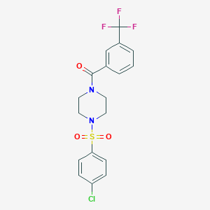 molecular formula C18H16ClF3N2O3S B7476891 [4-(4-Chlorophenyl)sulfonylpiperazin-1-yl]-[3-(trifluoromethyl)phenyl]methanone 