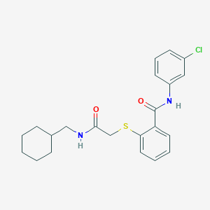 molecular formula C22H25ClN2O2S B7476893 N-(3-chlorophenyl)-2-[2-(cyclohexylmethylamino)-2-oxoethyl]sulfanylbenzamide 