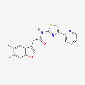 molecular formula C20H17N3O2S B7476898 2-(5,6-dimethyl-1-benzofuran-3-yl)-N-(4-pyridin-2-yl-1,3-thiazol-2-yl)acetamide 