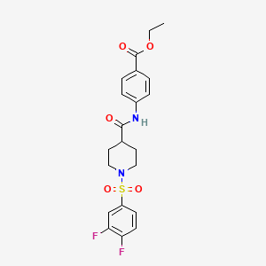 molecular formula C21H22F2N2O5S B7476918 Ethyl 4-[[1-(3,4-difluorophenyl)sulfonylpiperidine-4-carbonyl]amino]benzoate 