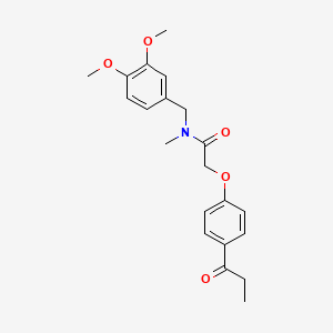 molecular formula C21H25NO5 B7476945 N-[(3,4-dimethoxyphenyl)methyl]-N-methyl-2-(4-propanoylphenoxy)acetamide 