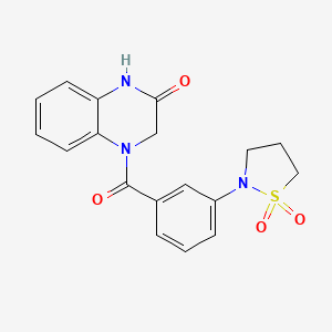 molecular formula C18H17N3O4S B7477003 4-[3-(1,1-Dioxo-1,2-thiazolidin-2-yl)benzoyl]-1,3-dihydroquinoxalin-2-one 