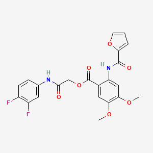 molecular formula C22H18F2N2O7 B7477035 [2-(3,4-Difluoroanilino)-2-oxoethyl] 2-(furan-2-carbonylamino)-4,5-dimethoxybenzoate 