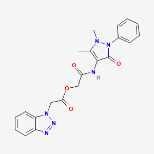 molecular formula C21H20N6O4 B7477039 [2-[(1,5-Dimethyl-3-oxo-2-phenylpyrazol-4-yl)amino]-2-oxoethyl] 2-(benzotriazol-1-yl)acetate 