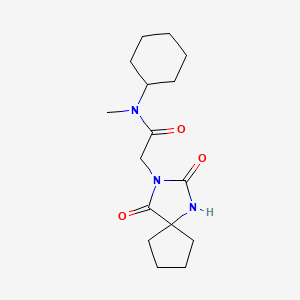 molecular formula C16H25N3O3 B7477055 N-cyclohexyl-2-(2,4-dioxo-1,3-diazaspiro[4.4]nonan-3-yl)-N-methylacetamide 