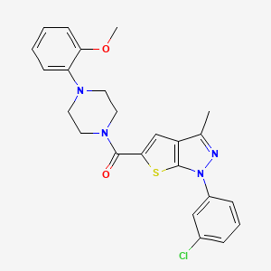 molecular formula C24H23ClN4O2S B7477090 [1-(3-Chlorophenyl)-3-methylthieno[2,3-c]pyrazol-5-yl]-[4-(2-methoxyphenyl)piperazin-1-yl]methanone 