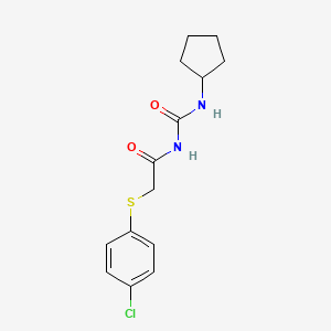 molecular formula C14H17ClN2O2S B7477097 2-(4-chlorophenyl)sulfanyl-N-(cyclopentylcarbamoyl)acetamide 