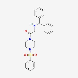 molecular formula C25H27N3O3S B7477108 1-[4-(Benzenesulfonyl)piperazin-1-yl]-2-(benzhydrylamino)ethanone 
