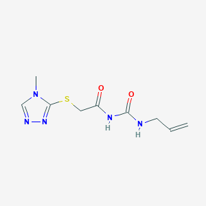 molecular formula C9H13N5O2S B7477123 2-[(4-methyl-1,2,4-triazol-3-yl)sulfanyl]-N-(prop-2-enylcarbamoyl)acetamide 