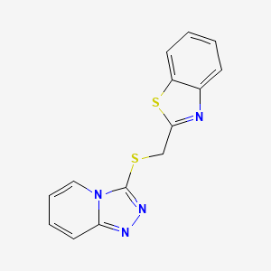 molecular formula C14H10N4S2 B7477160 2-([1,2,4]Triazolo[4,3-a]pyridin-3-ylsulfanylmethyl)-1,3-benzothiazole 