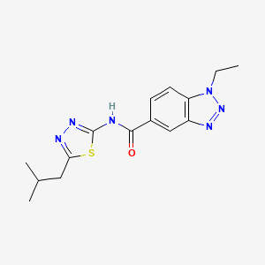 molecular formula C15H18N6OS B7477176 1-ethyl-N-[5-(2-methylpropyl)-1,3,4-thiadiazol-2-yl]benzotriazole-5-carboxamide 