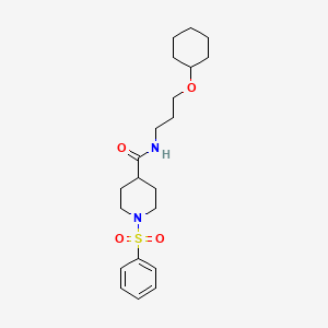 molecular formula C21H32N2O4S B7477229 1-(benzenesulfonyl)-N-(3-cyclohexyloxypropyl)piperidine-4-carboxamide 