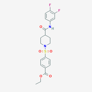 molecular formula C21H22F2N2O5S B7477245 Ethyl 4-[4-[(3,4-difluorophenyl)carbamoyl]piperidin-1-yl]sulfonylbenzoate 