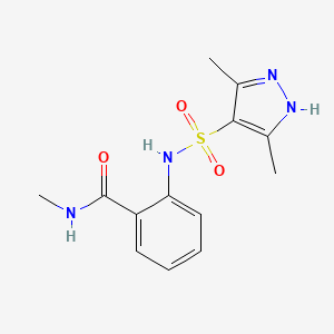 molecular formula C13H16N4O3S B7477250 2-[(3,5-dimethyl-1H-pyrazol-4-yl)sulfonylamino]-N-methylbenzamide 