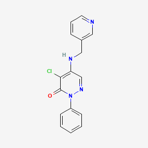 molecular formula C16H13ClN4O B7477263 4-Chloro-2-phenyl-5-{[(pyridin-3-yl)methyl]amino}-2,3-dihydropyridazin-3-one 