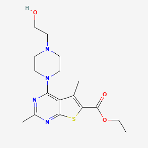 molecular formula C17H24N4O3S B7477296 Ethyl 4-[4-(2-hydroxyethyl)piperazin-1-yl]-2,5-dimethylthieno[2,3-d]pyrimidine-6-carboxylate 