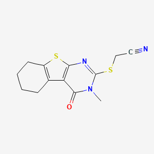 molecular formula C13H13N3OS2 B7477301 2-[(3-Methyl-4-oxo-5,6,7,8-tetrahydro-[1]benzothiolo[2,3-d]pyrimidin-2-yl)sulfanyl]acetonitrile 