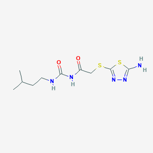 molecular formula C10H17N5O2S2 B7477350 2-[(5-amino-1,3,4-thiadiazol-2-yl)sulfanyl]-N-(3-methylbutylcarbamoyl)acetamide 