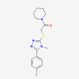 molecular formula C16H19FN4OS B7477369 2-[[5-(4-Fluorophenyl)-4-methyl-1,2,4-triazol-3-yl]sulfanyl]-1-piperidin-1-ylethanone 