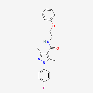 molecular formula C20H20FN3O2 B7477389 1-(4-fluorophenyl)-3,5-dimethyl-N-(2-phenoxyethyl)pyrazole-4-carboxamide 
