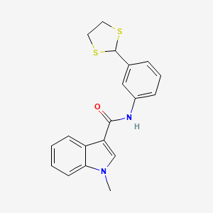 molecular formula C19H18N2OS2 B7477394 N-[3-(1,3-dithiolan-2-yl)phenyl]-1-methylindole-3-carboxamide 