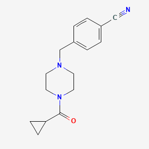 molecular formula C16H19N3O B7477401 4-[[4-(Cyclopropanecarbonyl)piperazin-1-yl]methyl]benzonitrile 