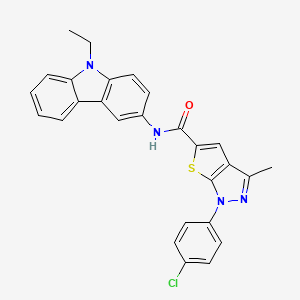 1-(4-chlorophenyl)-N-(9-ethylcarbazol-3-yl)-3-methylthieno[2,3-c]pyrazole-5-carboxamide