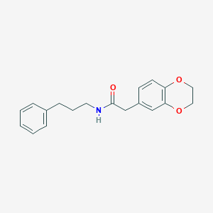 molecular formula C19H21NO3 B7477424 2-(2,3-dihydro-1,4-benzodioxin-6-yl)-N-(3-phenylpropyl)acetamide 