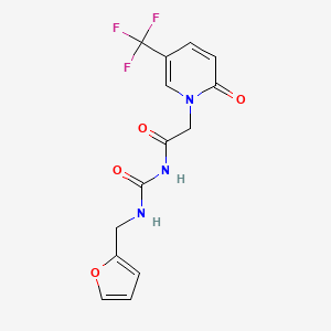molecular formula C14H12F3N3O4 B7477440 N-(furan-2-ylmethylcarbamoyl)-2-[2-oxo-5-(trifluoromethyl)pyridin-1-yl]acetamide 