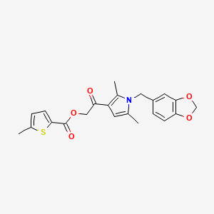 molecular formula C22H21NO5S B7477447 [2-[1-(1,3-Benzodioxol-5-ylmethyl)-2,5-dimethylpyrrol-3-yl]-2-oxoethyl] 5-methylthiophene-2-carboxylate 