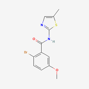 molecular formula C12H11BrN2O2S B7477467 2-bromo-5-methoxy-N-(5-methyl-1,3-thiazol-2-yl)benzamide 
