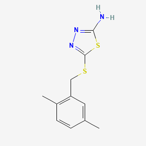 molecular formula C11H13N3S2 B7477531 5-[(2,5-Dimethylphenyl)methylsulfanyl]-1,3,4-thiadiazol-2-amine 