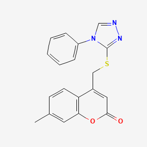 molecular formula C19H15N3O2S B7477548 7-Methyl-4-[(4-phenyl-1,2,4-triazol-3-yl)sulfanylmethyl]chromen-2-one 