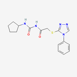 molecular formula C16H19N5O2S B7477551 N-(cyclopentylcarbamoyl)-2-[(4-phenyl-1,2,4-triazol-3-yl)sulfanyl]acetamide 